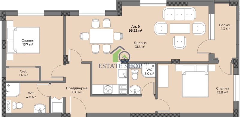 Продава 3-СТАЕН, гр. Пловдив, Беломорски, снимка 3 - Апартаменти - 52198848