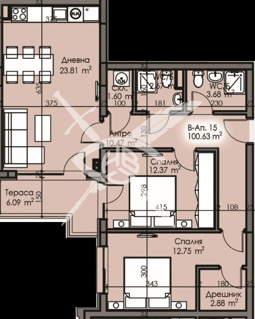 Продава 3-СТАЕН, гр. Бургас, Изгрев, снимка 2 - Aпартаменти - 48248515