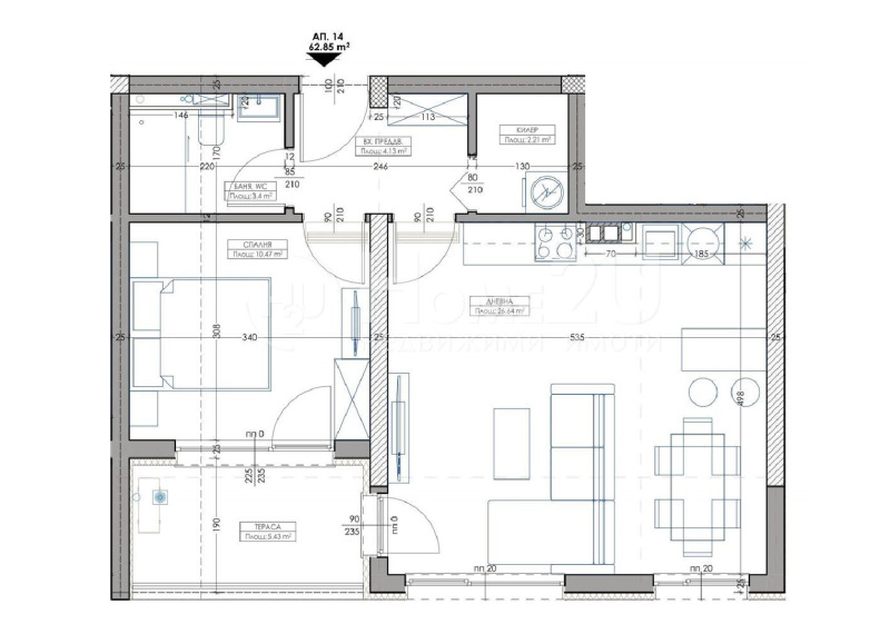 Продава 2-СТАЕН, гр. Варна, Владислав Варненчик 1, снимка 2 - Апартаменти - 53093620
