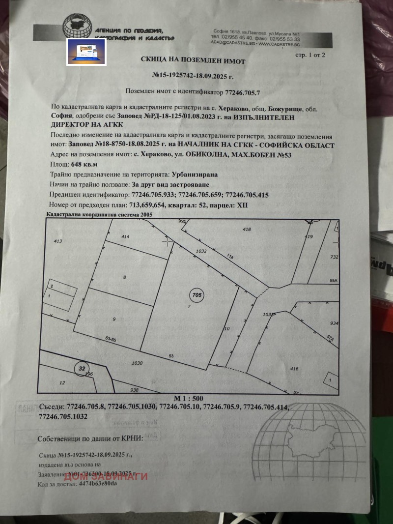 Продава ПАРЦЕЛ, гр. Божурище, област София област