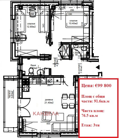 Продава 3-СТАЕН, гр. Пловдив, Христо Смирненски, снимка 2 - Aпартаменти - 49452539