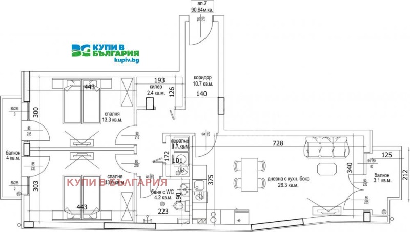 Продава 3-СТАЕН, гр. Варна, Цветен квартал, снимка 3 - Апартаменти - 52168691