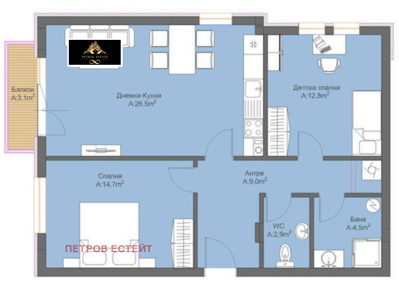 Satılık  2 yatak odası bölge Pazarcık , Velingrad , 99 metrekare | 33537389 - görüntü [6]