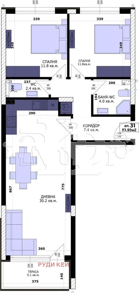 Продава  3-стаен град Варна , Кайсиева градина , 95 кв.м | 59602524 - изображение [2]