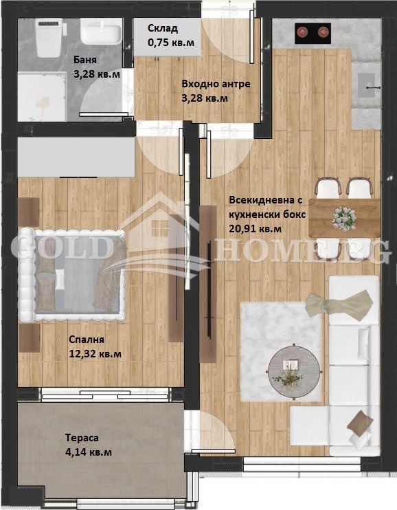 Zu verkaufen  1 Schlafzimmer Plowdiw , Hristo Smirnenski , 66 qm | 45908100 - Bild [2]