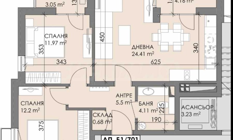 Till salu  2 sovrum Burgas , Meden rudnik - zona V , 90 kvm | 13028499 - bild [3]