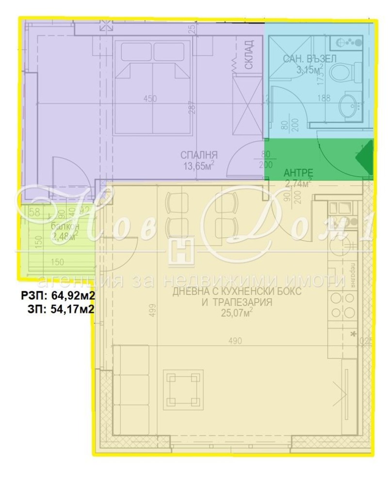 Продава 2-СТАЕН в град София, Обеля - 60 кв.м / 96 309 € » 188 364.03 лв., НОВ ДОМ 1