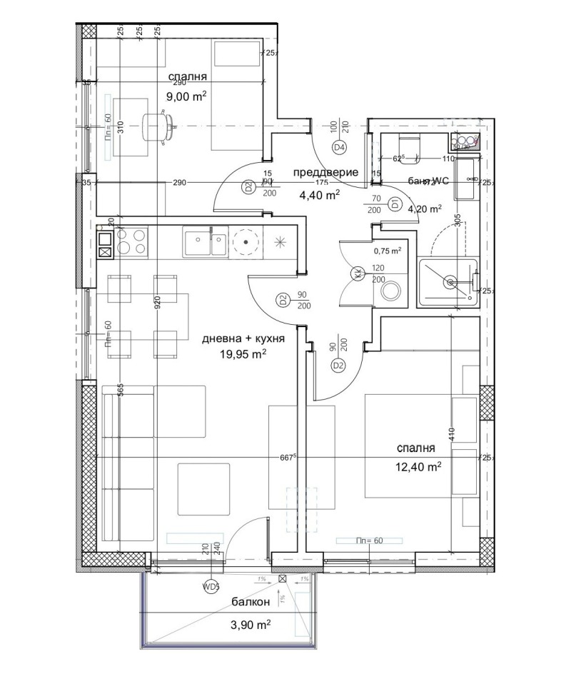 In vendita  1 camera da letto Varna , Kajsieva gradina , 55 mq | 95235408 - Immagine [5]
