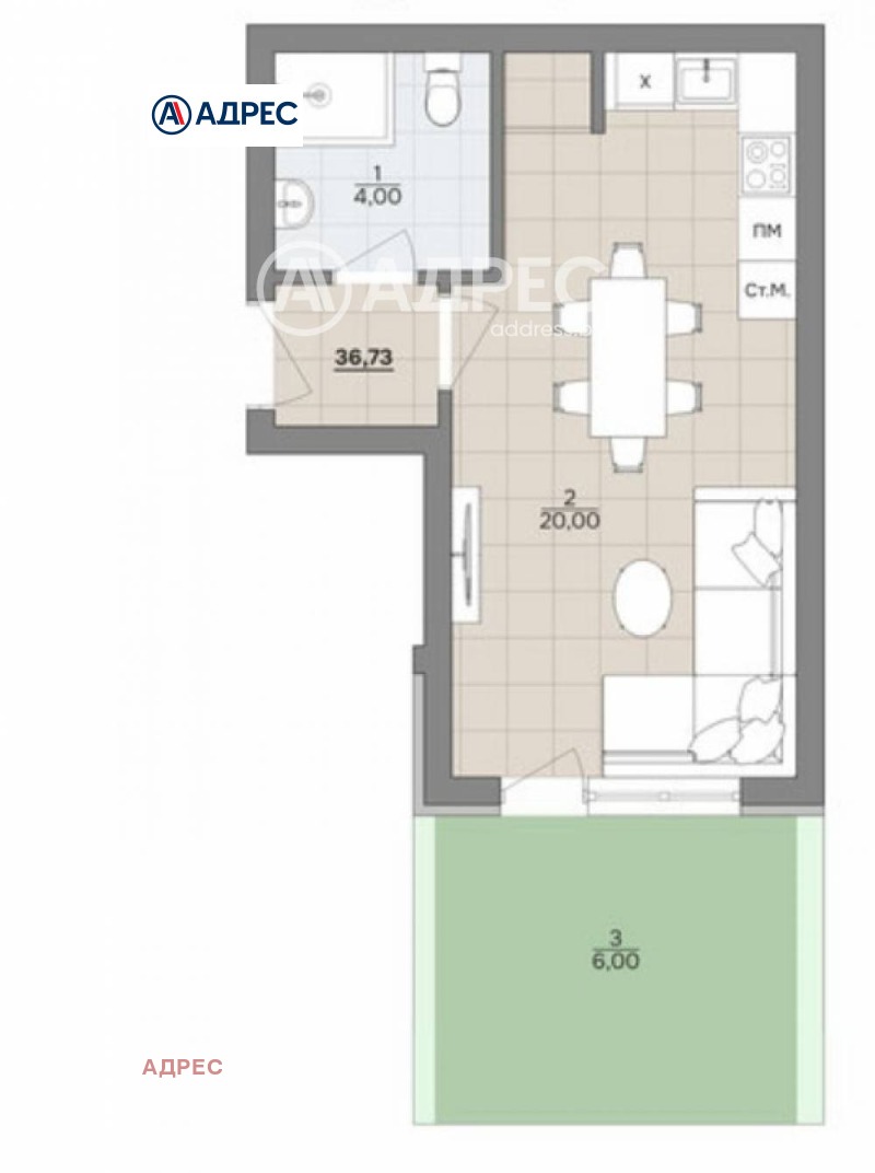 De vânzare  Studio Varna , m-t Alen mac , 37 mp | 50348030 - imagine [4]