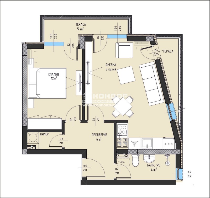 Zu verkaufen  1 Schlafzimmer Plowdiw , Hristo Smirnenski , 74 qm | 29791954 - Bild [2]