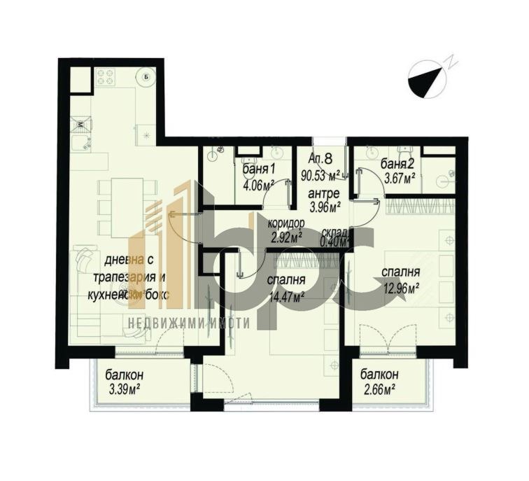 Myytävänä  2 makuuhuonetta Sofia , Tsentar , 113 neliömetriä | 57436554 - kuva [3]