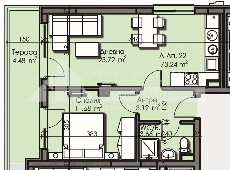 Eladó  1 hálószoba Burgas , Izgrev , 73 négyzetméter | 44999277 - kép [2]