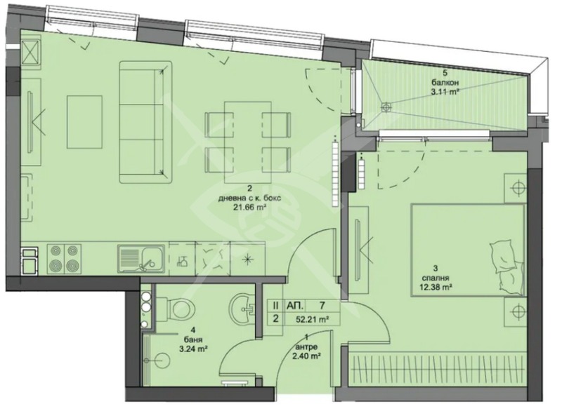 Eladó  1 hálószoba Sofia , Krastova vada , 61 négyzetméter | 21618085