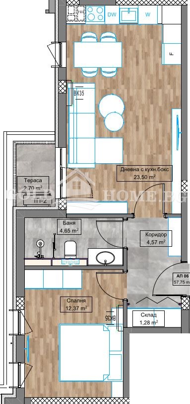 Zu verkaufen  1 Schlafzimmer Plowdiw , Karschijaka , 68 qm | 47777014 - Bild [3]