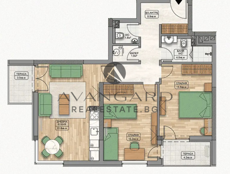 Продава 3-СТАЕН в град Пловдив, Кършияка - 104 кв.м / 170 973 € » 334 394.12 лв., АВАНГАРД РИЪЛ ЕСТЕЙТ