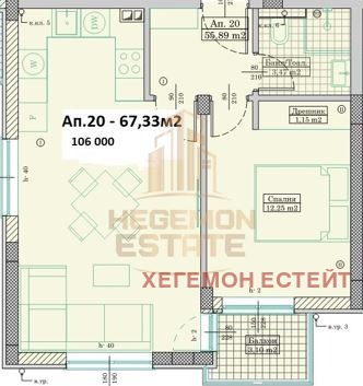Προς πώληση  1 υπνοδωμάτιο Βαρνα , Βαζραζδανε 3 , 67 τ.μ | 73309894 - εικόνα [2]