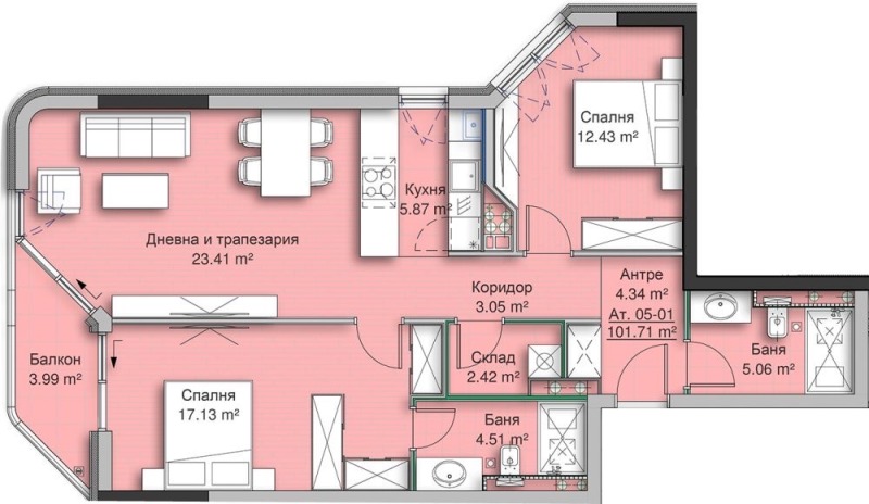 Продава 3-СТАЕН в град София, Кръстова вада - 124 кв.м / 360 618 € » 705 307.50 лв., АЛЕС КОНСУЛТ ЕООД