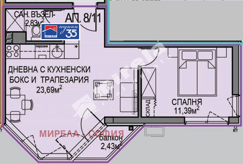 Продава 2-СТАЕН, гр. София, Обеля 2