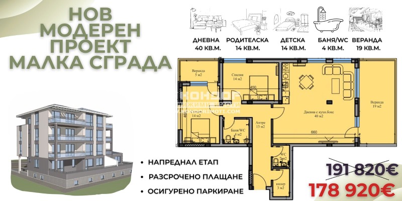 Προς πώληση  2 υπνοδωμάτια Πλοβδηβ , Βελομορσκη , 147 τ.μ | 81879526