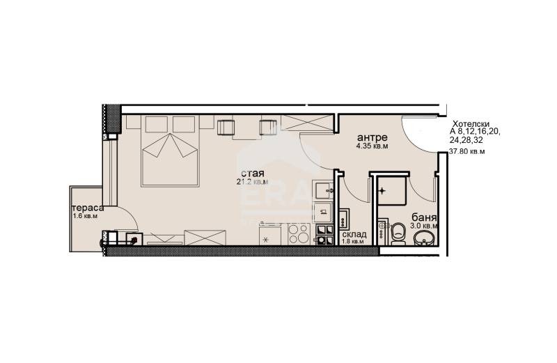 Продава 1-СТАЕН, гр. София, Витоша, снимка 3 - Апартаменти - 53339173
