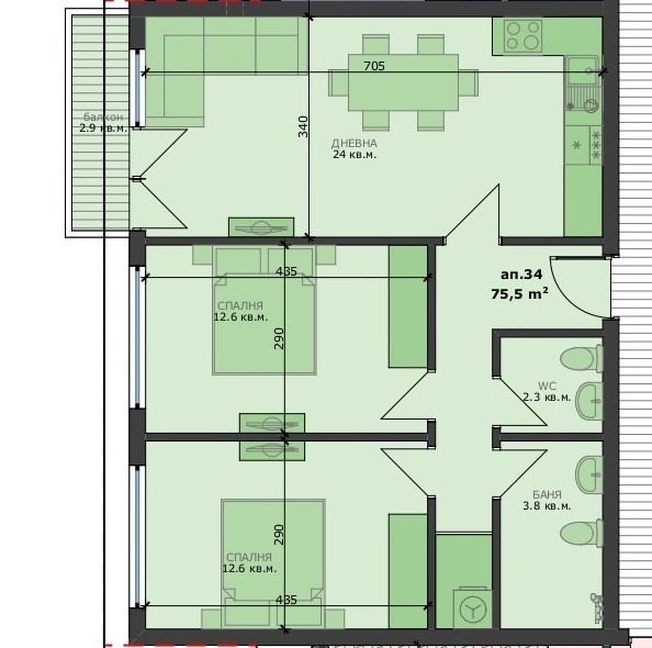 На продаж  2 спальні Варна , Христо Ботев , 89 кв.м | 54301215 - зображення [2]