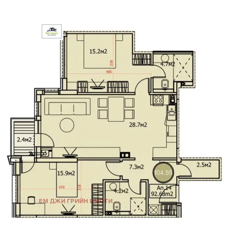 Na sprzedaż  2 sypialnie Sofia , Dragalewci , 105 mkw | 63824647 - obraz [2]