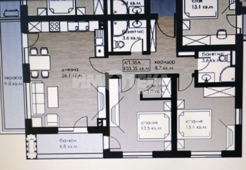 Eladó  2 hálószobás Sofia , Druzsba 2 , 123 négyzetméter | 11954420 - kép [2]