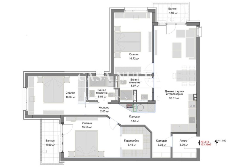 Продава МНОГОСТАЕН в град Перник, Изток - 155 кв.м / 244 189 € » 477 592.17 лв., КАСА НУЕВА РИЪЛ ЕСТЕЙТ