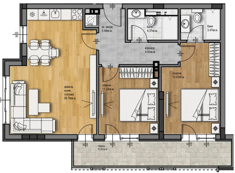 Продается  2 спальни Пловдив , Христо Смирненски , 107 кв.м | 36510095 - изображение [2]