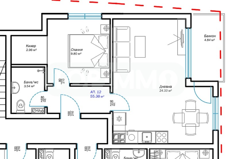 In vendita  1 camera da letto Varna , m-t Pchelina , 56 mq | 18815650 - Immagine [3]