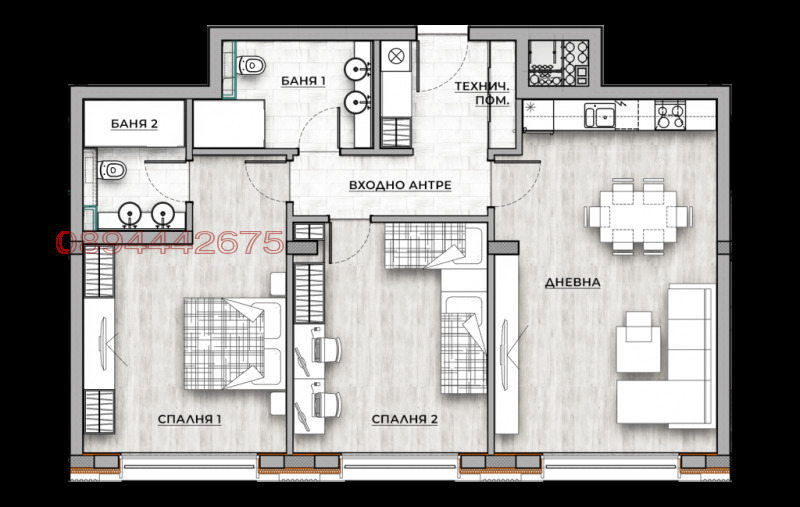 Till salu  2 sovrum Sofia , Krastova vada , 124 kvm | 85353291 - bild [15]