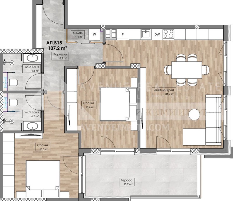 En venta  2 dormitorios Plovdiv , Karshiyaka , 121 metros cuadrados | 70610903 - imagen [5]