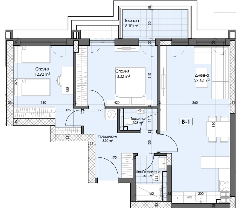 For Sale  2 bedroom Plovdiv , Gagarin , 105 sq.m | 54400763 - image [2]