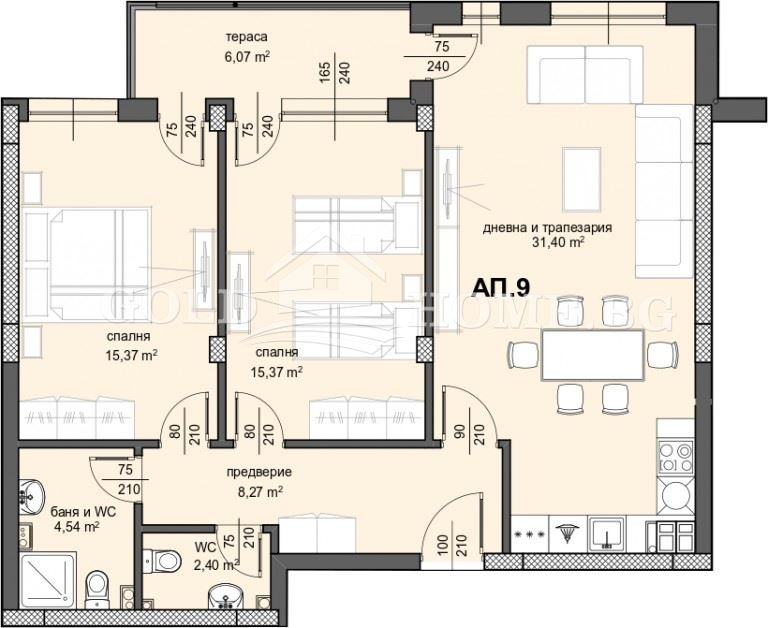 En venta  2 dormitorios Plovdiv , Tsentar , 119 metros cuadrados | 57970155 - imagen [2]