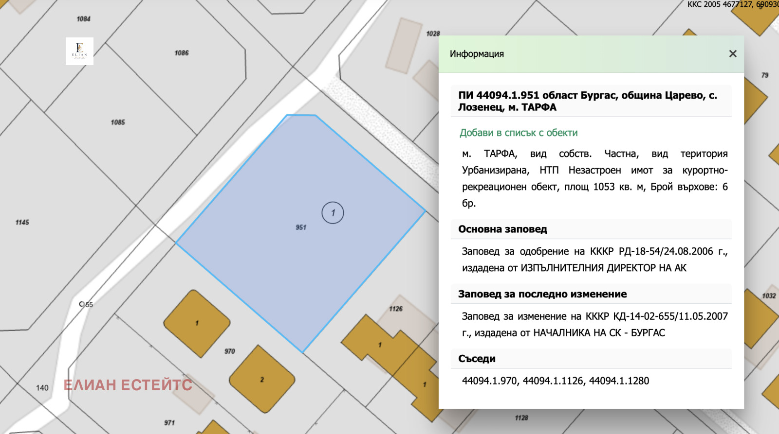 Продава ПАРЦЕЛ, с. Лозенец, област Бургас