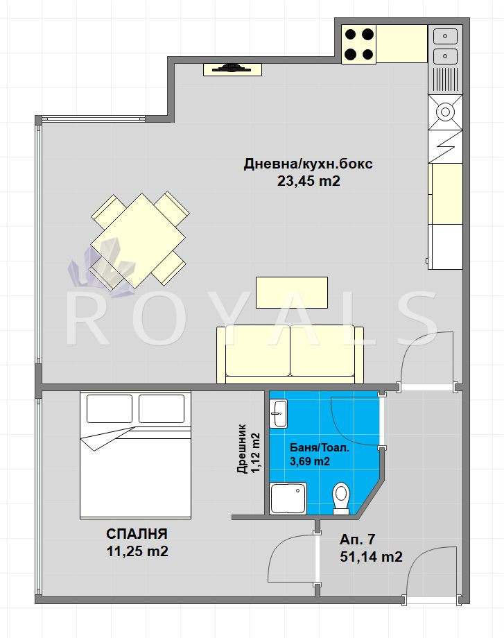 For Sale  1 bedroom Varna , Levski 1 , 58 sq.m | 98152671