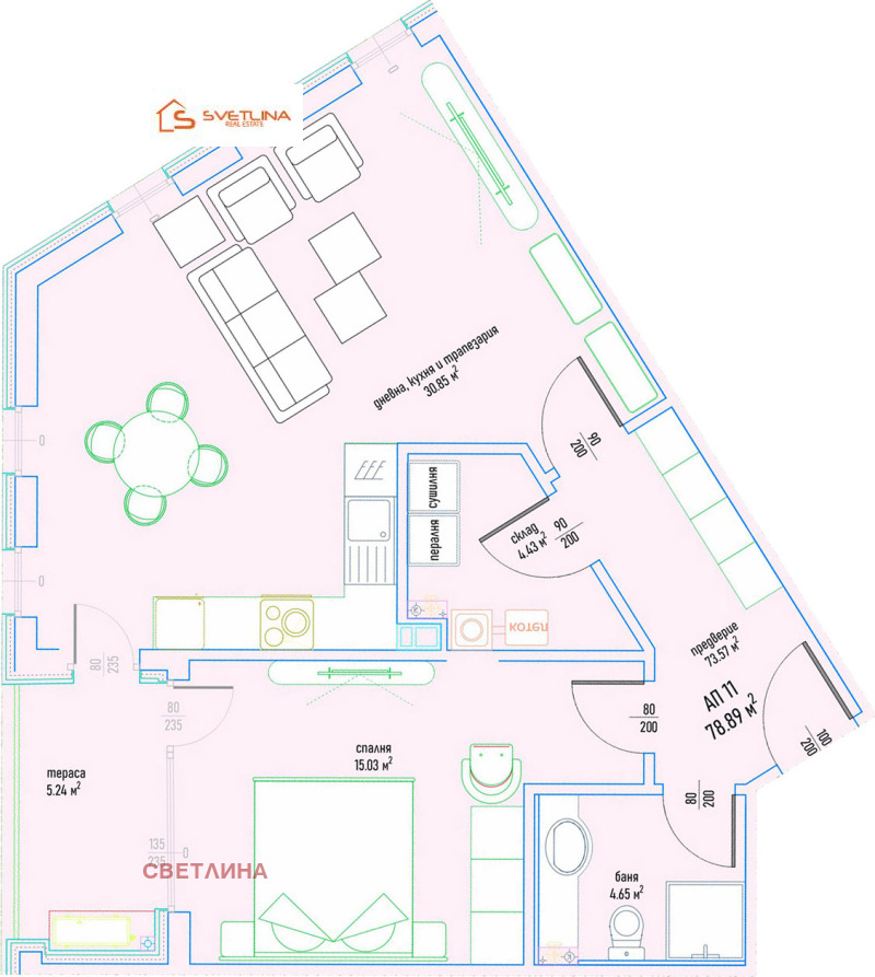 Продава 2-СТАЕН в град София, Малинова долина - 96 кв.м / 177 860 € » 347 863.92 лв., СВЕТЛИНА