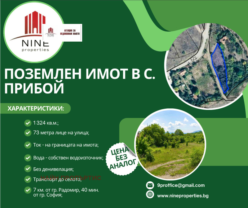 Продава ПАРЦЕЛ, с. Прибой, област Перник, снимка 1 - Парцели - 48231305