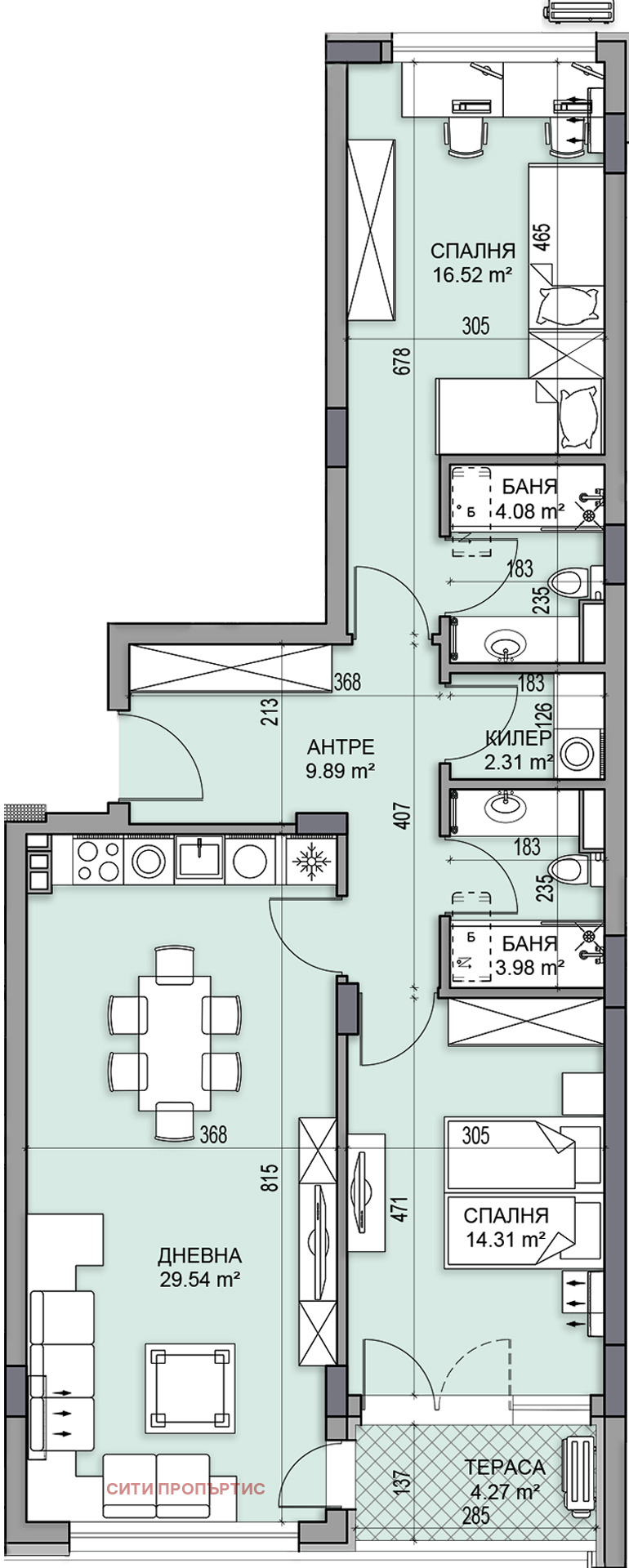 À venda  2 quartos Plovdiv , Gagarin , 116 m² | 89275149 - imagem [2]