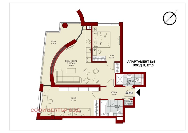 Te koop  2 slaapkamers Sofia , Zona B-5 , 119 m² | 81836888 - afbeelding [2]