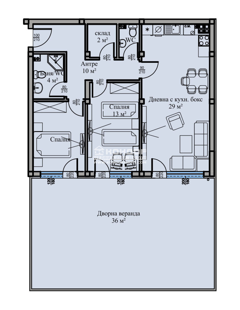 En venta  2 dormitorios Plovdiv , Vastanicheski , 154 metros cuadrados | 96547760 - imagen [2]