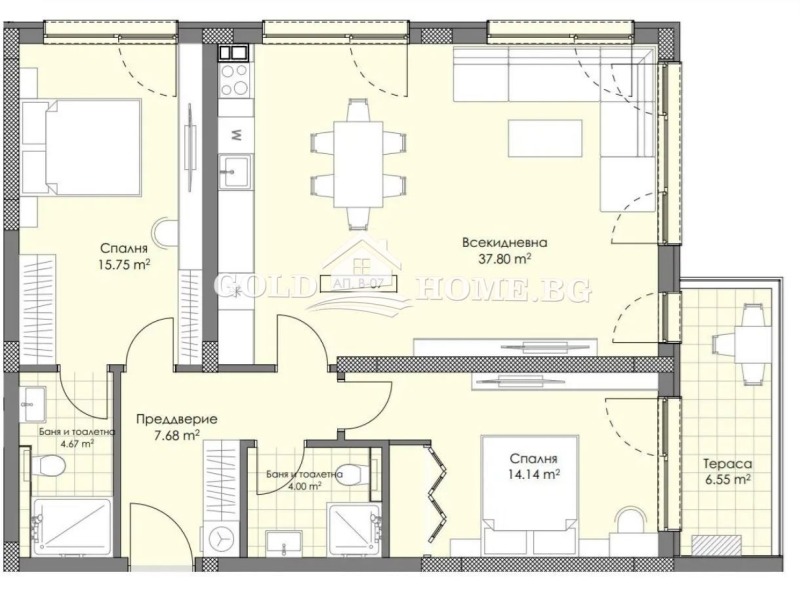 Satılık  2 yatak odası Plovdiv , Ostromila , 94 metrekare | 47515452 - görüntü [2]