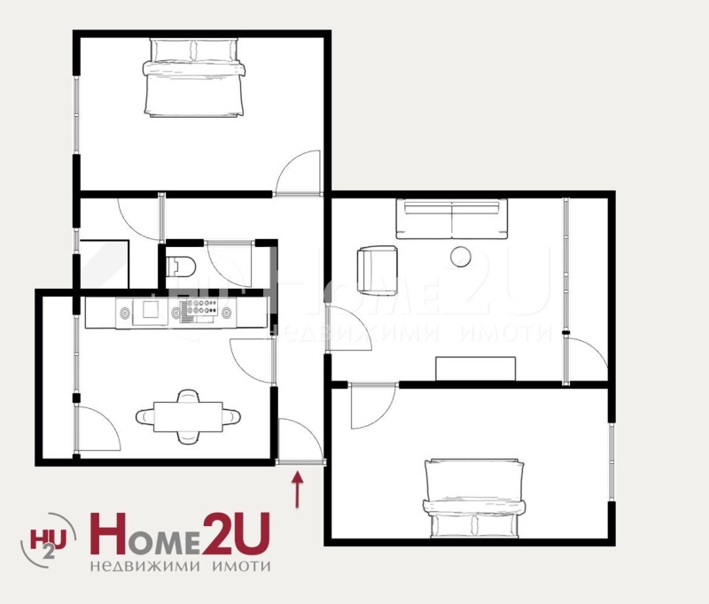 Eladó  2 hálószobás Plovdiv , Kjucsuk Parizs , 80 négyzetméter | 32533027 - kép [2]