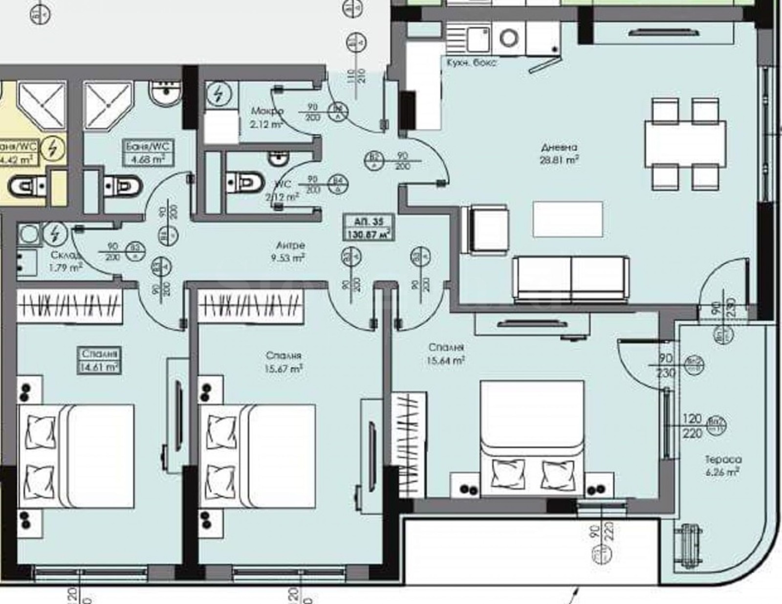 Продава 4-СТАЕН, гр. Бургас, Славейков, снимка 2 - Апартаменти - 51593757