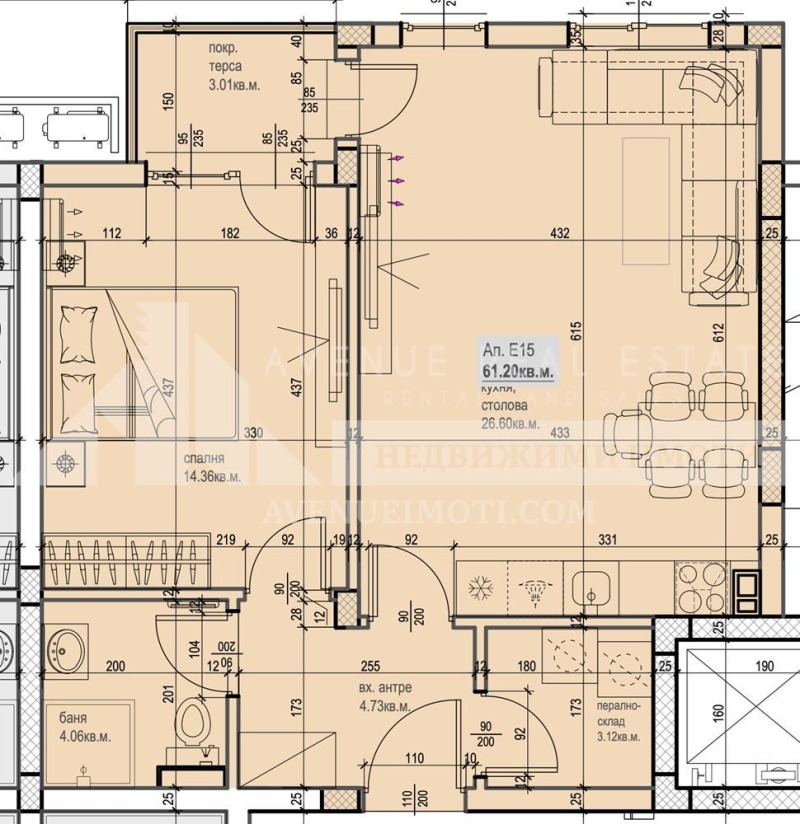 Myytävänä  1 makuuhuone Plovdiv , Južen , 75 neliömetriä | 89164143 - kuva [2]