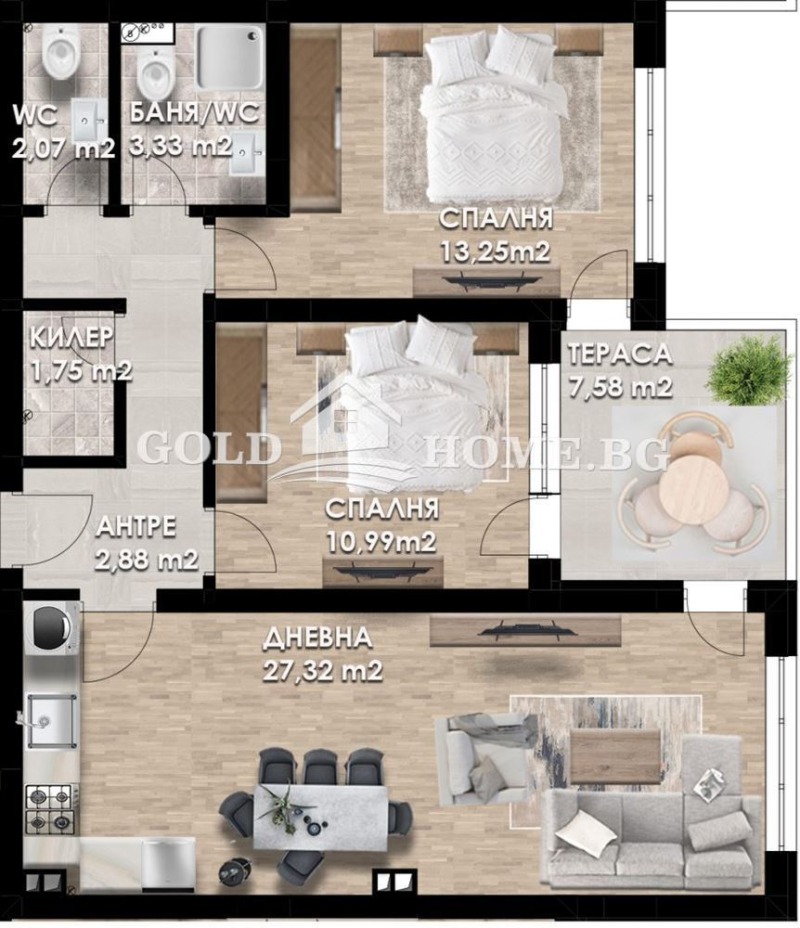 In vendita  2 camere da letto Plovdiv , Gagarin , 106 mq | 71219773 - Immagine [15]