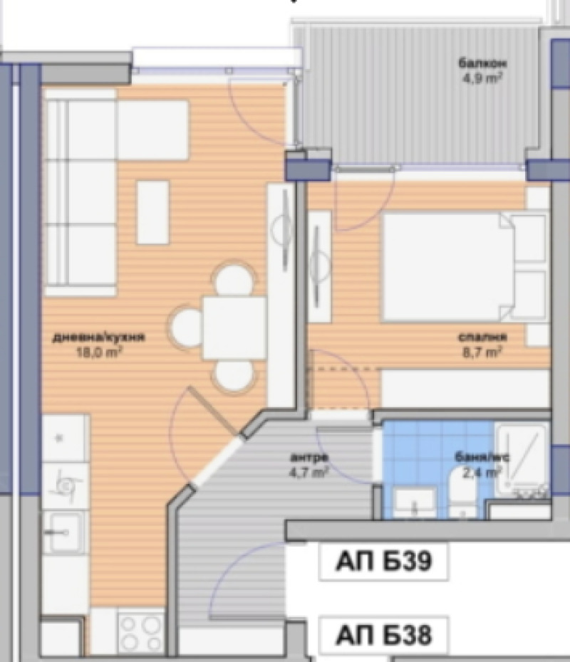 Na prodej  1 ložnice Sofia , Malinova dolina , 58 m2 | 38287930 - obraz [5]