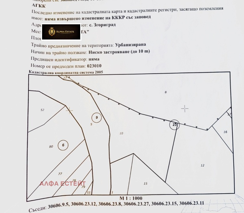 Продава ПАРЦЕЛ в област Враца, с. Згориград - 2700 кв.м / 128 000 € » 250 346.24 лв., АЛФА ЕСТЕЙТ