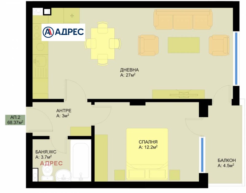 À venda  1 quarto Varna , Grand Mol , 69 m² | 71701407 - imagem [2]