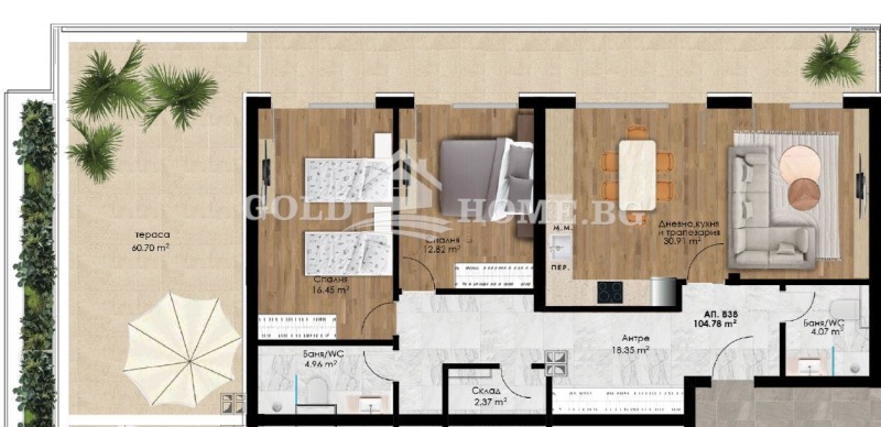 Продава 3-СТАЕН, гр. Пловдив, Христо Смирненски, снимка 2 - Aпартаменти - 48536632